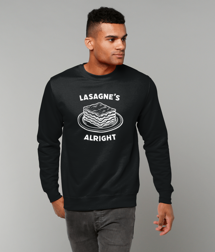 Lasagne's Alright – Oasis Inspired Britpop Sweatshirt | ThreadForge UK