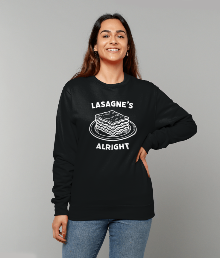 Lasagne's Alright – Oasis Inspired Britpop Sweatshirt | ThreadForge UK