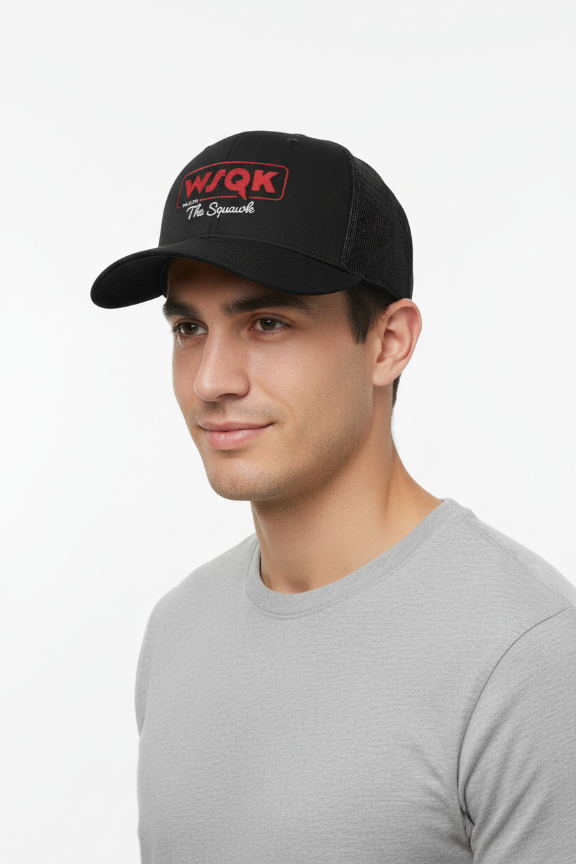 WSQK 94.5 FM “The Squawk” – Stranger Things Inspired Embroidered Retro Trucker Cap | ThreadForge UK