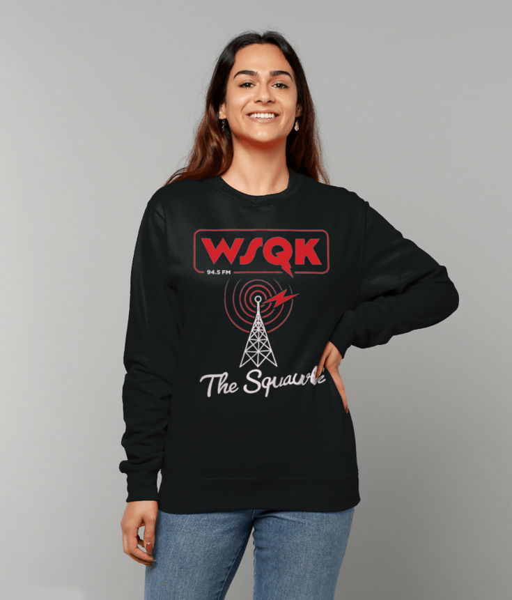 WSQK 94.5 FM “The Squawk” - Stranger Things Inspired Retro Radio Sweatshirt (Front Print) | ThreadForge UK